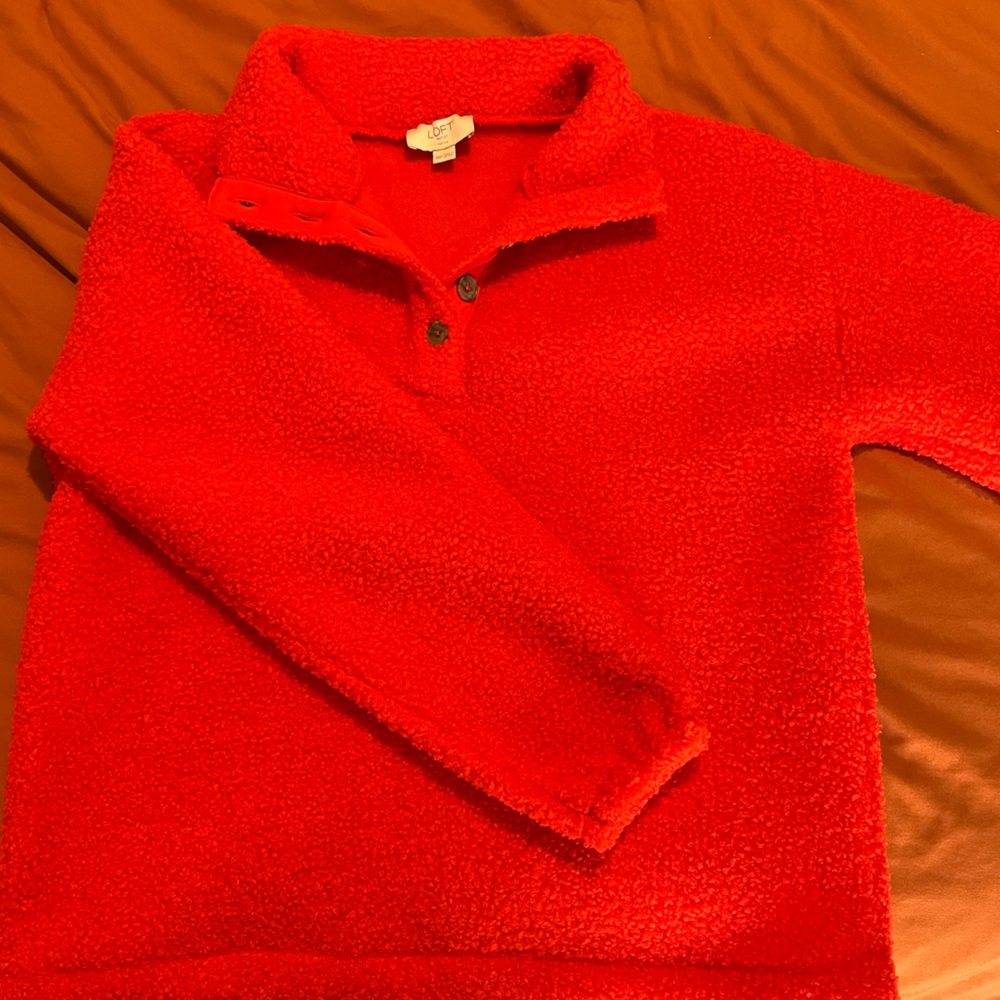 Oversized Red Sherpa Teddy Jacket: Loft